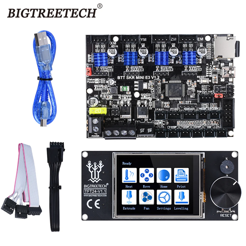 Материнская плата BIQU BIGTREETECH SKR MINi E3 32 бит с сенсорным экраном TFT24 V1.1 встроенный TMC2209