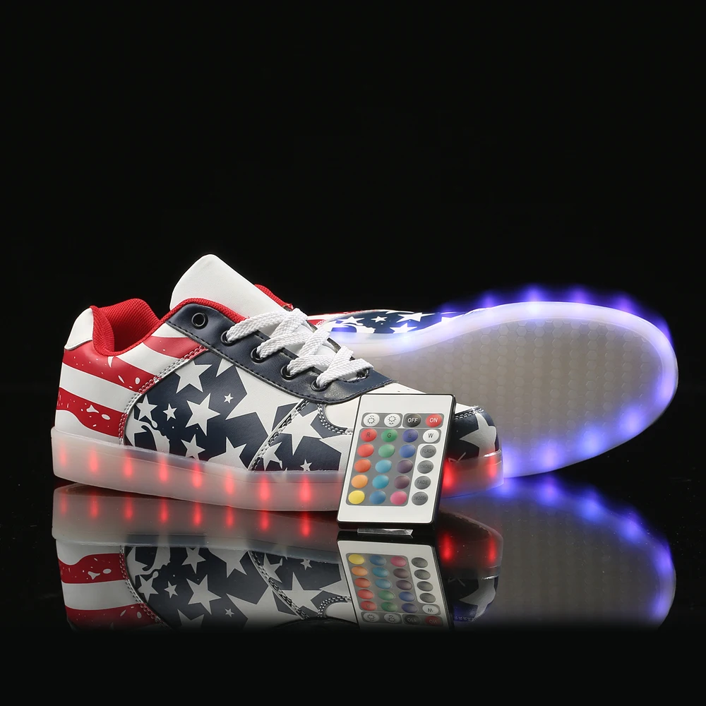 Удаленная USB перезаряжаемая светодиодная Мужская обувь для мальчиков и девочек