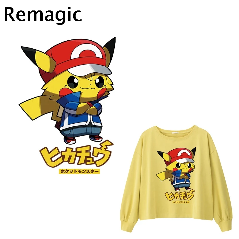 Pikachu Косплей Персонаж Мультфильма Железный На теплопередачи печати Патчи Наклейки Одежда DIY аппликации моющиеся a-уровень термопечати