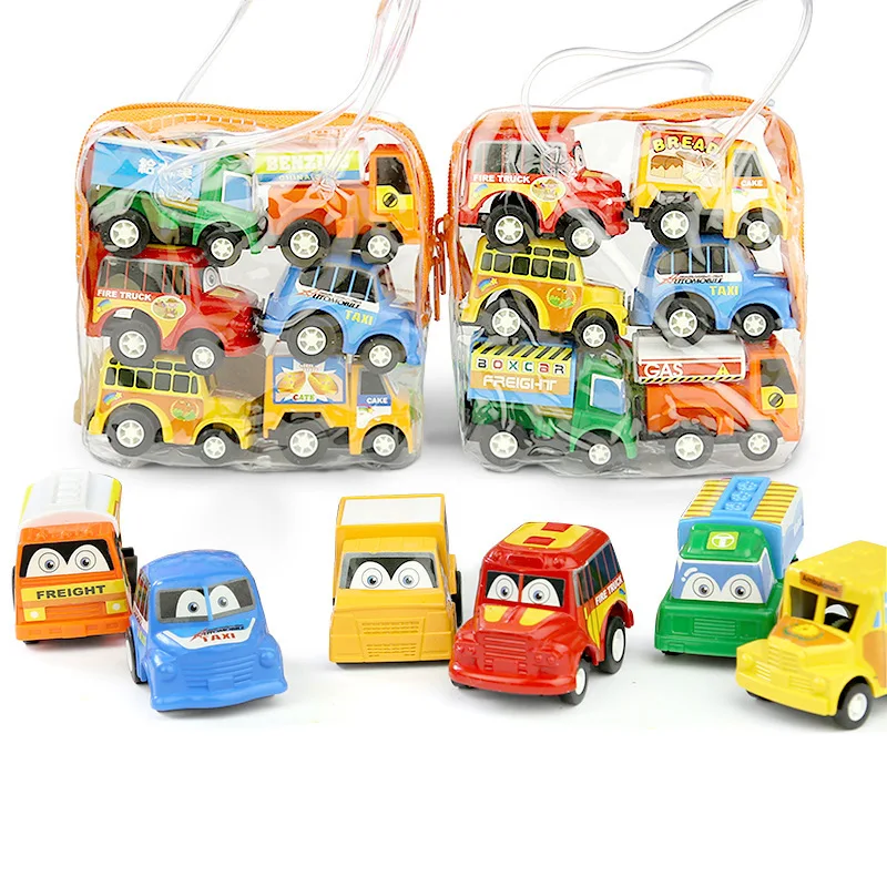 

6pcs/bag Pull Back Car Toys For Boys Girls Children Kids Baby Cars Vehicle Plastic Funny Educational Toy Christmas New Year Gift