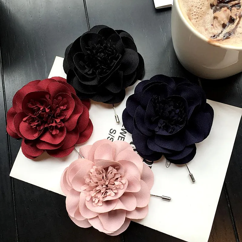

Imported from South Korea Fabric Large Flower Pearl Clasp Top Grade Corsage Long Needle Brooch A- line Pin Coat Collar Pin Acces