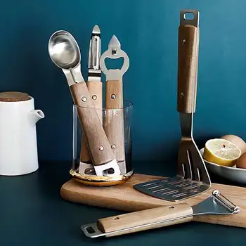 

Wood Handle Puree Potato Masher Pusher Smooth Mashed Pressed Vegetable Slicer Shredder Peeler Peeler Fruit Tools Ice Cream Scoop