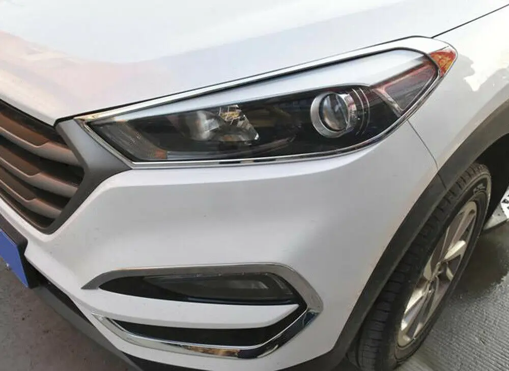 Для hyundai Tucson- Хром Передняя головка свет лампы рамка Крышка отделка ободок