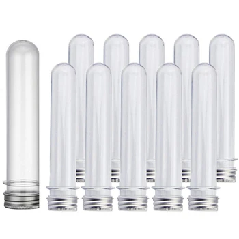 

50x 40Ml Plastic Test Tube with Screw Cap Bottle Aluminum Cap & 10x Test Tubes Transparent Storage Tubes with Lid 100Ml