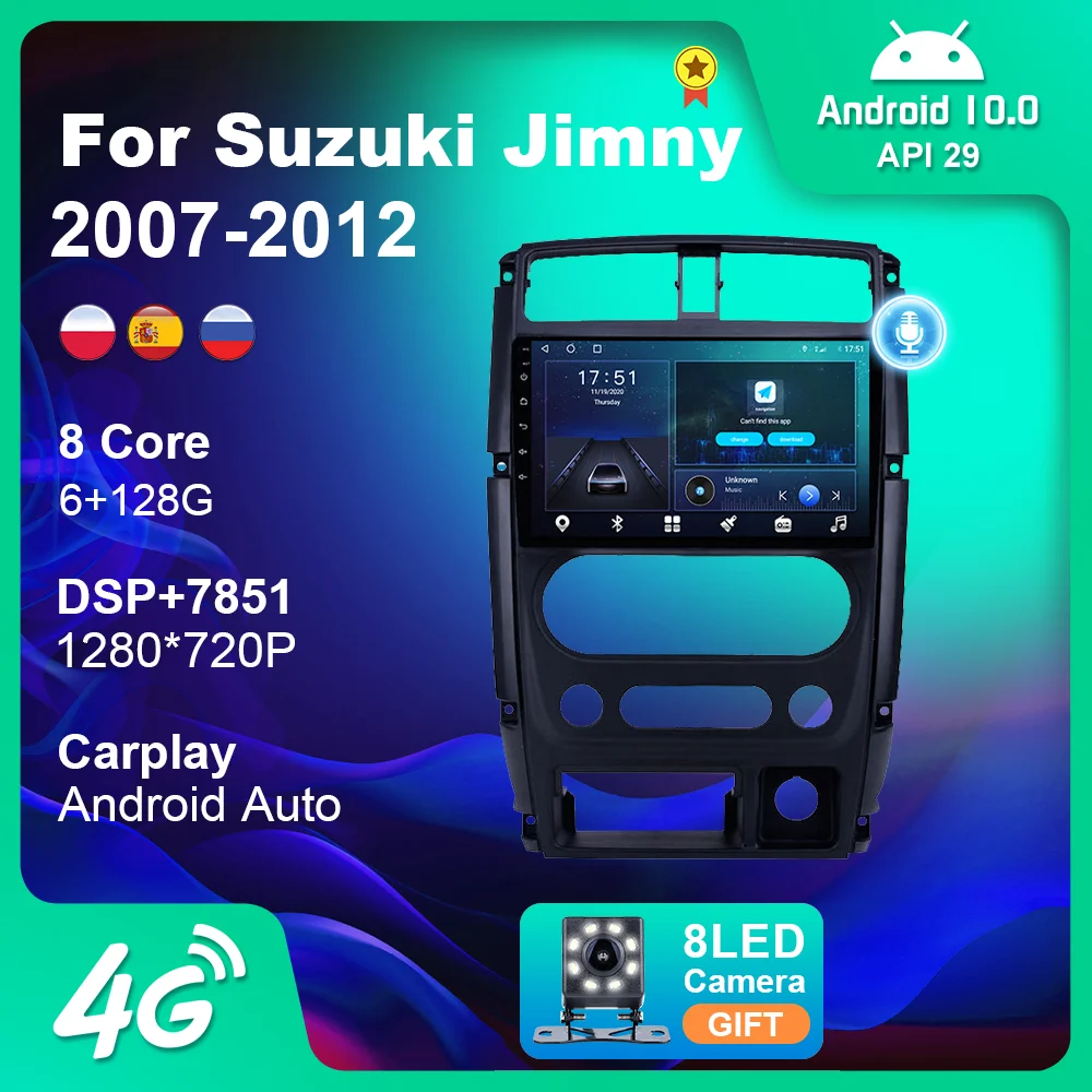 Автомагнитола 2Din для Suzuki Jimny 2007-2012 мультимедийный плеер Android 10 Wi-Fi камера