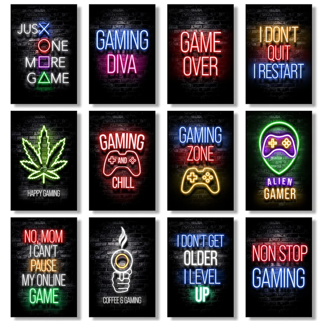 Sleep Game Repeat Gaming Wall Art Poster Prints Gamer Canvas Painting Canvas Picture for Kids Boys Room Decorative Playroom 1