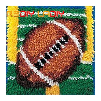 

Latch Hook Kits Make Your Own Rug Football Crocheting Cushion Mat DIY Carpet Rug Set Acrylic Yarn Printed Canvas Hobby & Crafts