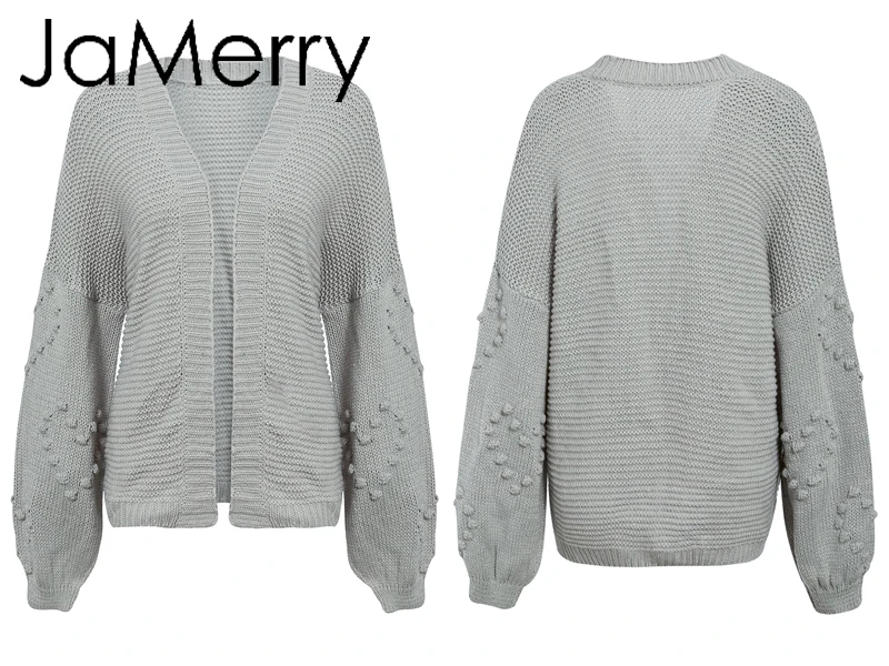 JaMerry Vintage loose women knitted cardigans Oversized lantern sleeve heart crochet jumper Autumn winter knitting cardigan coat