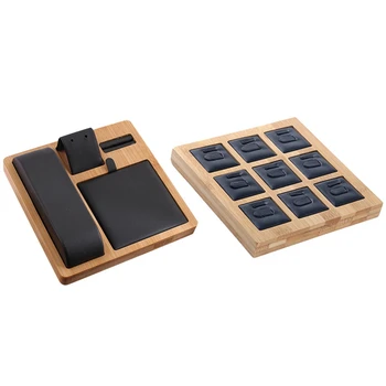 

2 Pcs Bamboo Jewelry Display Ring Display Stand Holder Showcase Organizer Jewelry Holder Jewelry Organizer