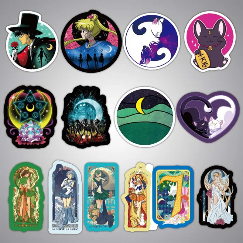 

50Pcs/set Creative Colorful Anime Sailor Moon Stickers For Notebook Laptop Skateboard Bicycle Waterproof PVC Stickers