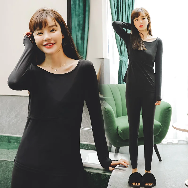 Пижамы для беременных, кормящих, для беременных, кормящих грудью, ночная рубашка для беременных, мягкая хлопковая теплая Женская одежда для сна, комплект домашней одежды