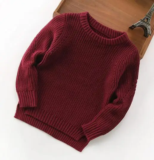 wine red Rlyaeiz/Детский свитер; коллекция года; сезон весна-осень; Повседневный детский трикотажный пуловер с круглым вырезом; вязаный свитер для маленьких мальчиков; От 1 до 9 лет - Цвет: wine red