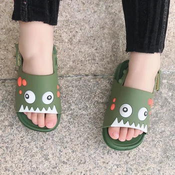 

dinosaur summer kids sandals for boys army green open toe slippers beach children's slides flats shoes