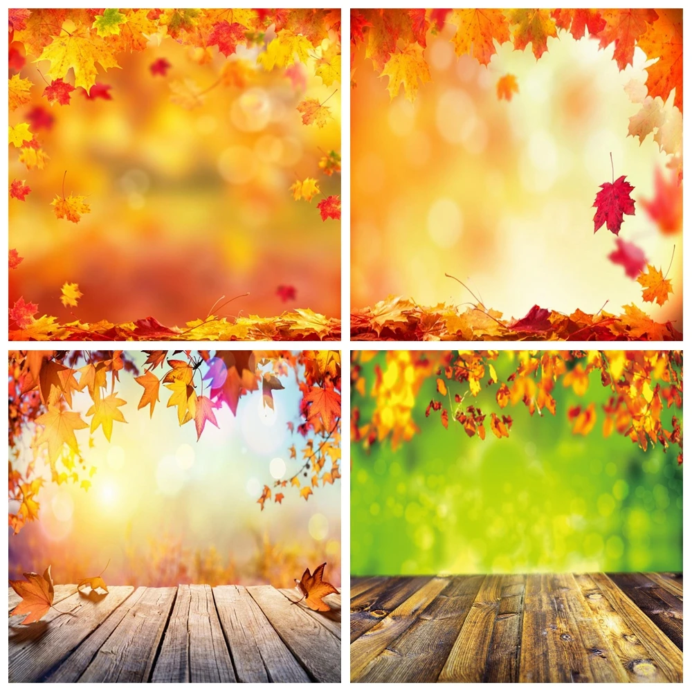 Laeacco осенний желтый светильник в горошек Bokeh Maple Fallen Leave Детские вечерние фоны для