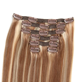 VSR 120g 150g Double Drawn Thick Machine Remy Hair Natural Clip Ins 7pcs/set 8pcs/set Remy Human Hair Clip In Hair Extension 5
