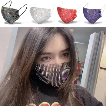 

Fashion Rhinestone Mask for Women Adult Designer Facemask 2020 New Trendy Luxury Crystal Bling Diamond Face Masks Jewelry