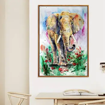 

Watercolor Colorful Elephant Oil Painting Decoration Painting Home Living Room Wall Hanging Painting Canvas Wall Art Abstract