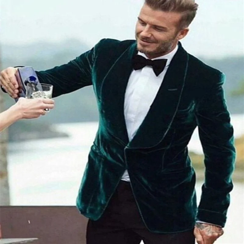 2個メンズベルベットのスーツスリムフィットダーク衣装タキシード介添人メンズ結婚式は花婿男性服 スーツ Aliexpress