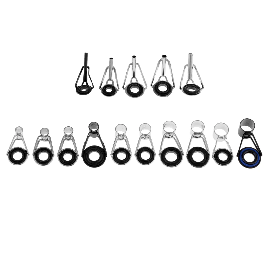 75pcs Fishing Rod Guides Top Tips Ring Set Raft Fishing Repair Accessories 1.8mm-8.5mm