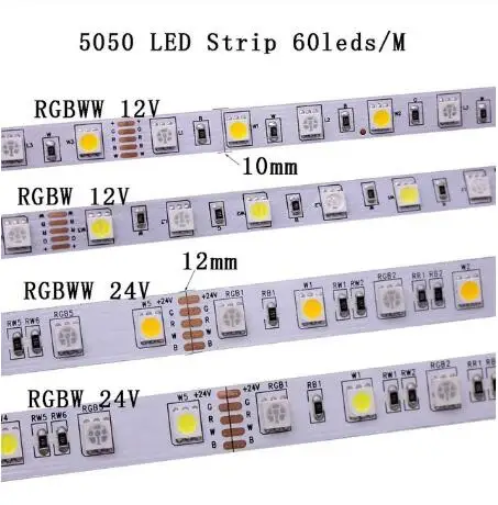 Светодиодные ленты 5 м 2835 5730 5050 5054 RGB CCT RGBCCT RGBW/RGBWW теплый белый 60/120/240/480 светодиодный 4in1 12V 24V ленты светильник полосы Гибкие - Испускаемый цвет: 5050 60leds RGBW