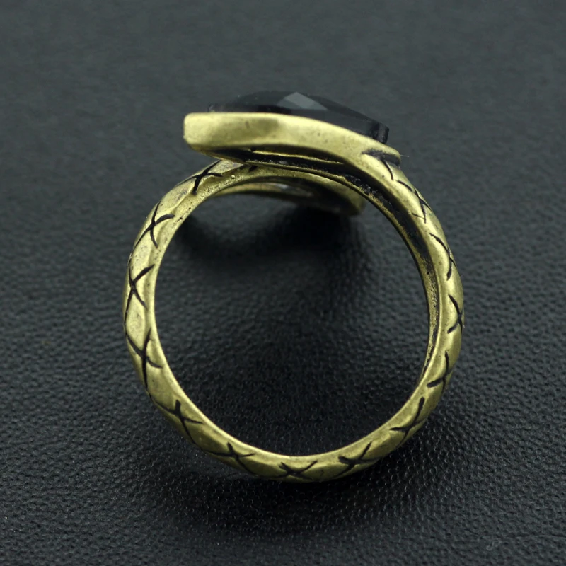 Хогвартс регулируемый в форме змеи кольцо старинная бронза черного цвета с украшением в виде кристаллов женские и мужские кольца ювелирные изделия аксессуары