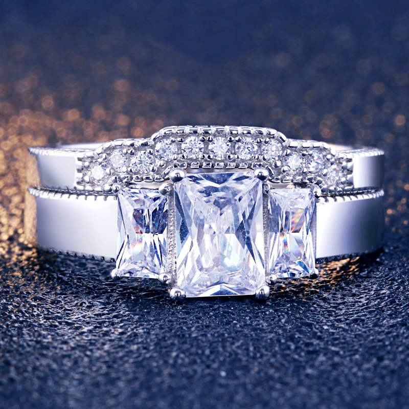 2 шт. набор обручальных колец классические ювелирные изделия принцесса AAA CZ