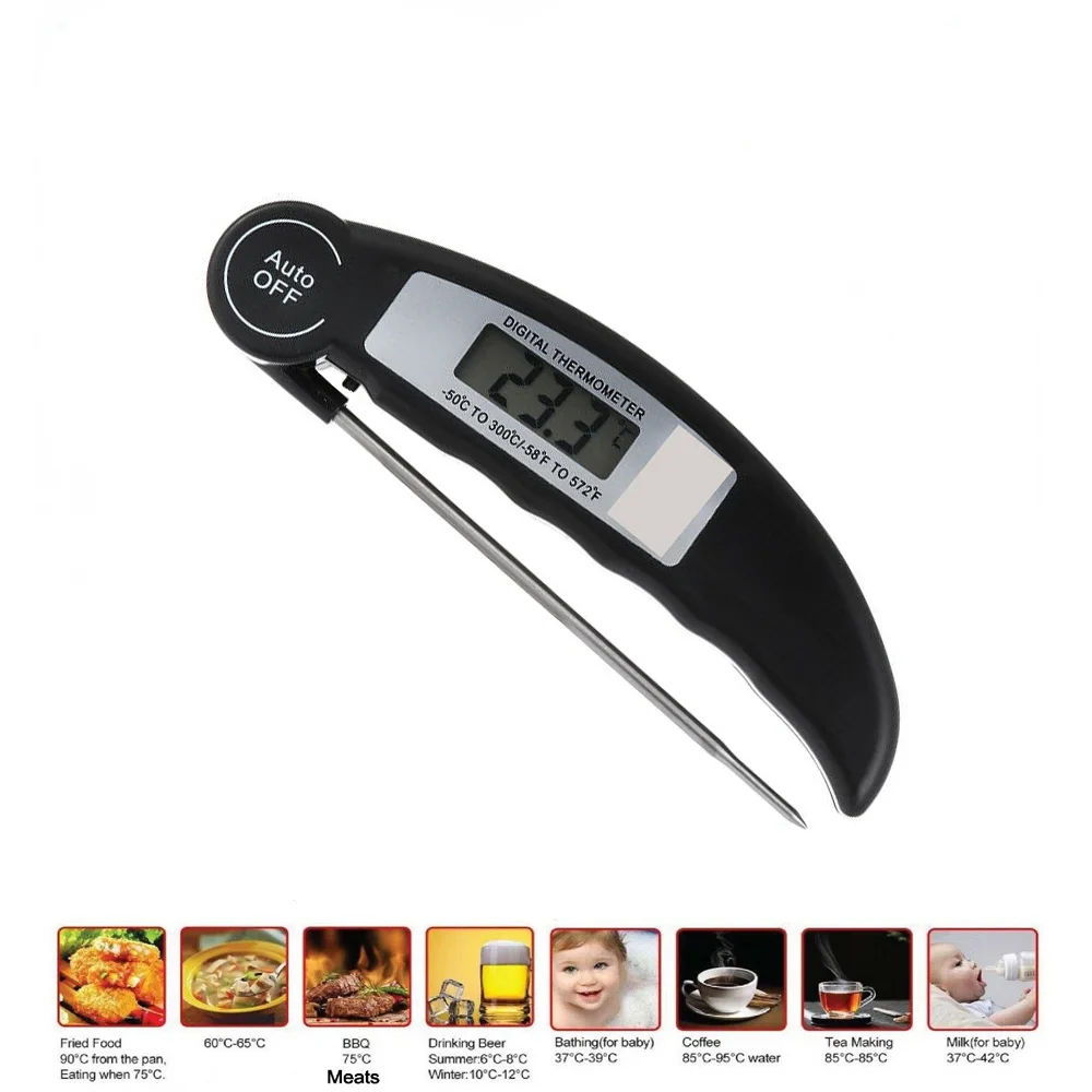 

LCD Digital Food Thermometer Meat Probe Kitchen Cooking BBQ Turkey Milk Water