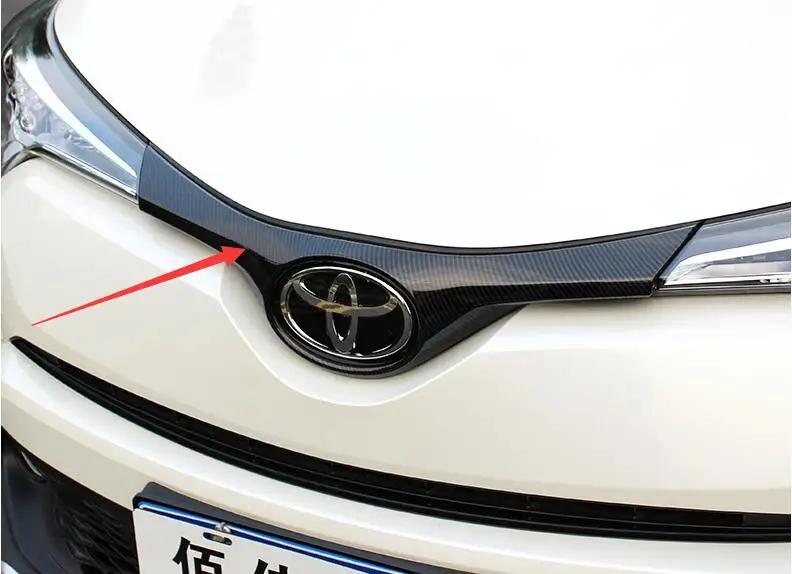 Применяется только для Toyota CHR Передняя Автомобильная полоса логотипа, 18 IZOA Внешняя рамка патчи ABS гальванизированная яркая полоса