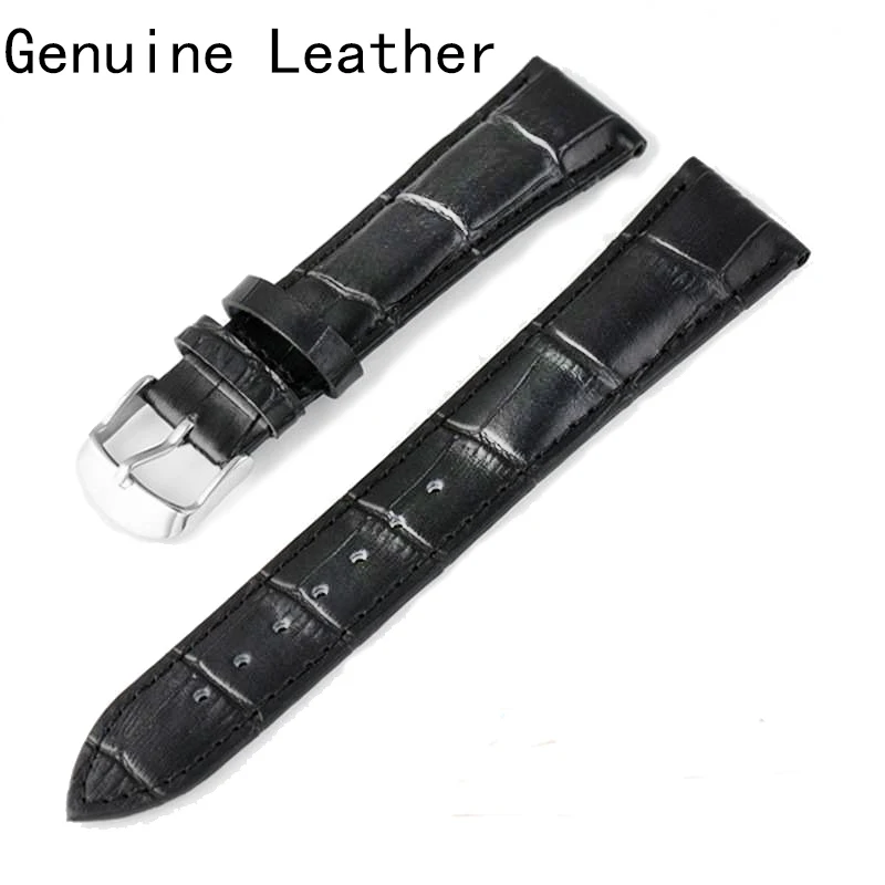 Стальной ремешок с пряжкой-бабочкой из крокодиловой кожи, аксессуары для часов, мужские коричневые, черные, 18 мм, 20 мм, 22 мм, ремешок для Iwatch - Цвет ремешка: Black Leather