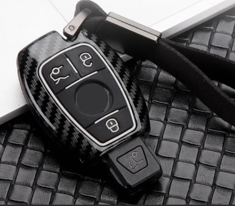 

Car Carbon Fiber Key Case Cover Holder For Mercedes Benz CLS CLA GL R SLK AMG A B C S Class For AMG Car Key Sleeve