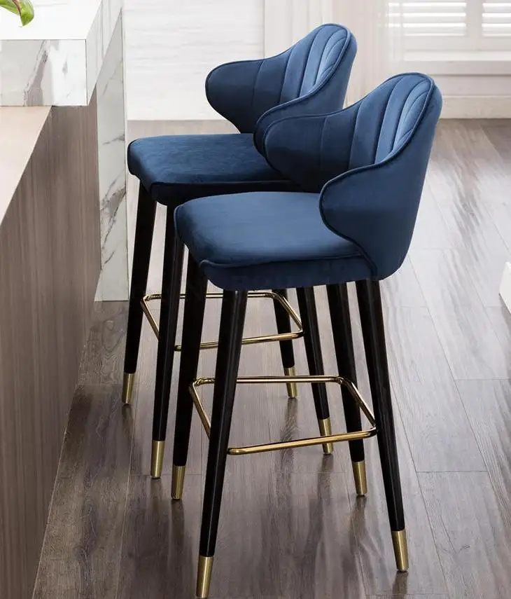Light Luxury Solid Wood Bar Chair American Country High Northern Europe Fashion Modern Italian Household Ch |