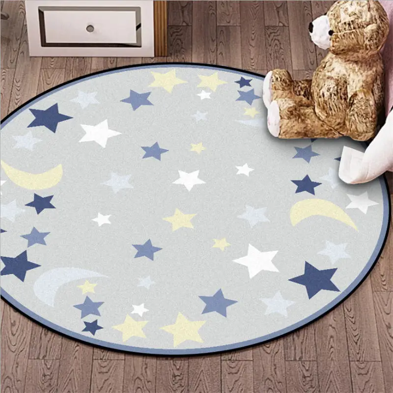 Carpets for Living Room Moon Star Pattern Non-slip Round Carpet Area Rug for Bedroom Living Room Table Accessories Hand Wash