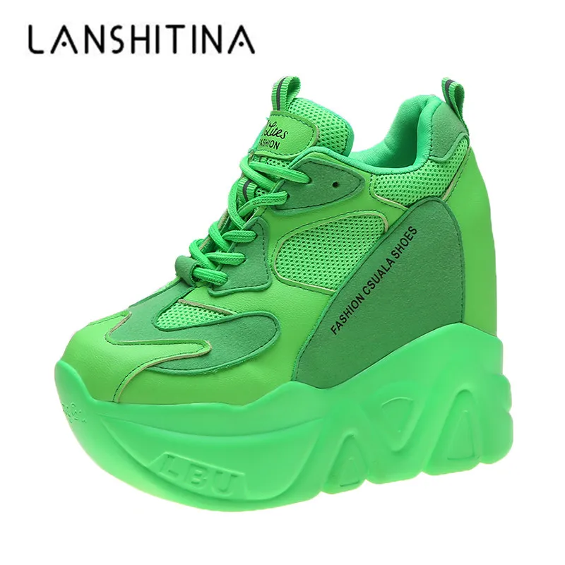 $19.35 Women Platform Sneakers Autumn Breathable Wedges Casual Shoes .5cm High Heels Thick Sole Sne