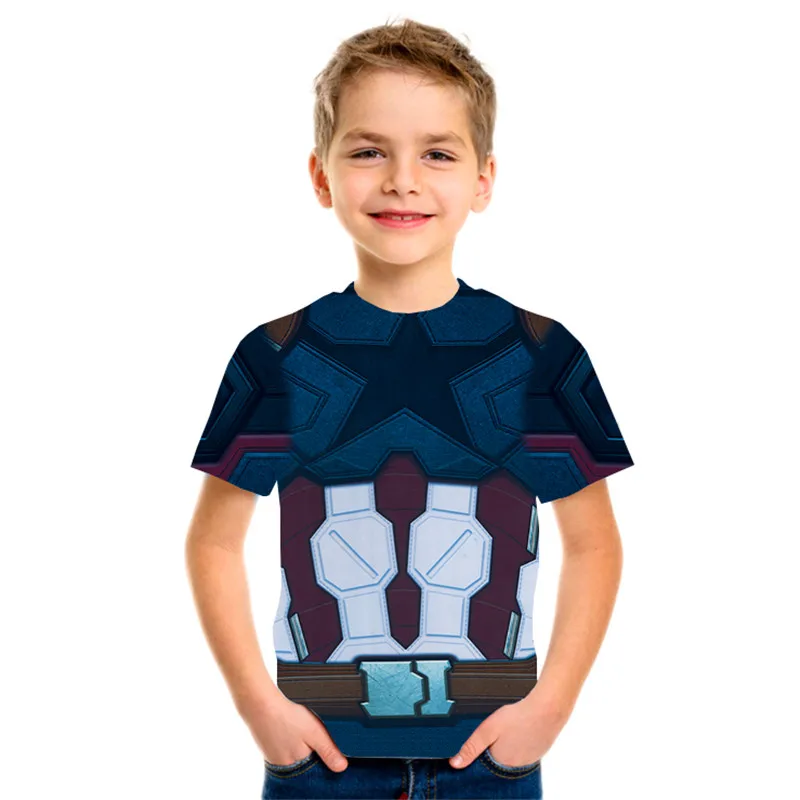New boys Comic Superhero Compression kids Shirt Captain America Iron man Fit Tight Bodybuilding children T Shirt