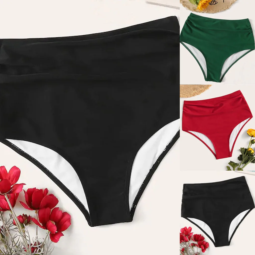 Женское бикини, плавки, шорты, сплошной цвет, высокая талия, летняя одежда для плавания, пляжная одежда, штаны для купания, купалник# TX