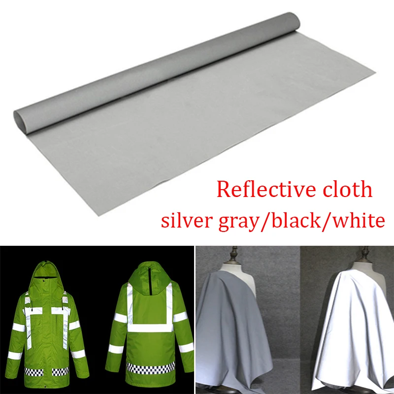 0.3m/0.5m/1m X 1m Luminous Silver Gray/Black/White Fabric Reflective