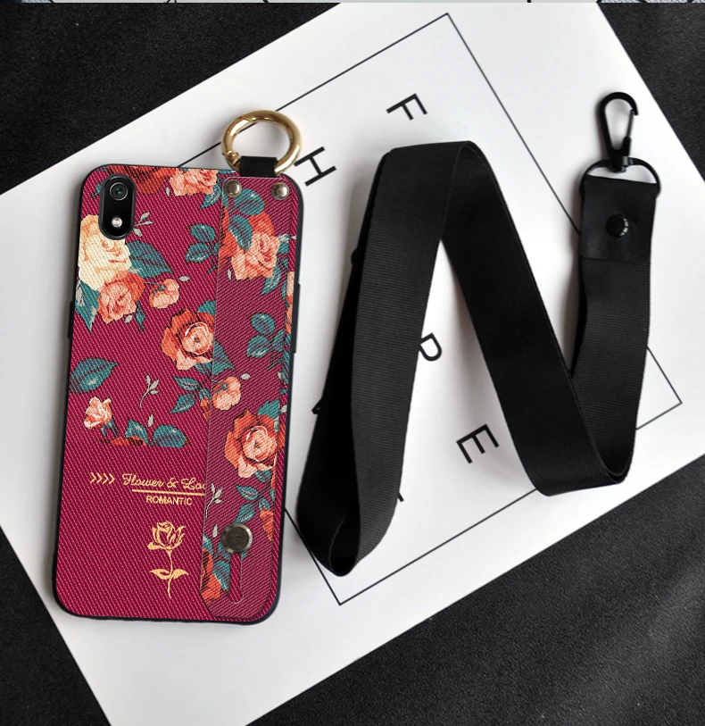 xiaomi leather case hard 3D Hoa Matte Silicone Trường Hợp Cho XiaoMi Redmi 5A 6 6A Cổ Dây Bao Da Dành Cho Redmi 7 10X Pro 7A 8A 8 9A 9C 9AT 9T 9i xiaomi leather case chain