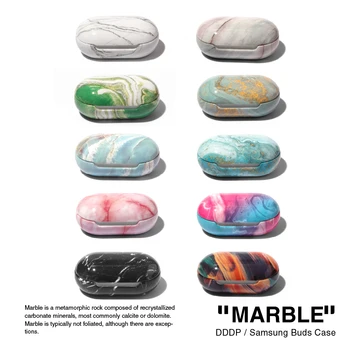 

Hard PC Protective Pure Marble Case For samsun galax buds+ cute gadget accessories with keychin carabiner hook