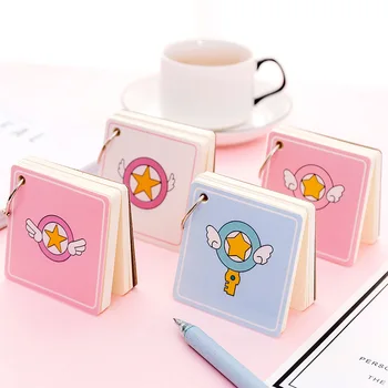 

100pags Pink Girls Heart Key Wings Iron Ring Student Blank Word Book Portable Pocket Notebook Kawaii Notepad Memo Pad Planner