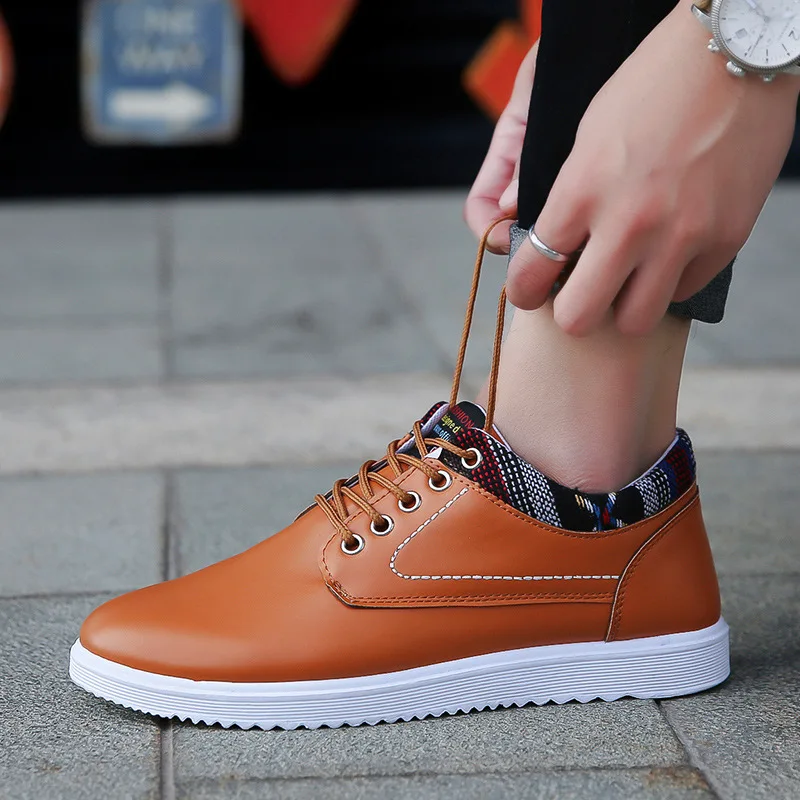 

Men Shoes Brand Casual Shoes Solid Lace-up Retro Breathable Shoes Microfiber Leather Flats Shoes Mens Footwear 448