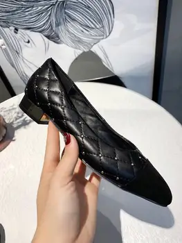 

Women Shoes Luxury Leather Low Pumps 2020 Fashion Designer Summer Ladies Wedding Party Bride C Brand Black Red Shoes For Women