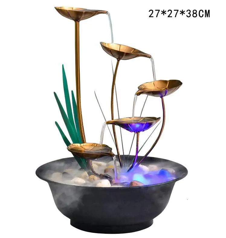 Home Decoration Water Fountain Decoration Wrought Iron Fountain Office Desktop Decoration Creative Birthday Gifts - Color: A