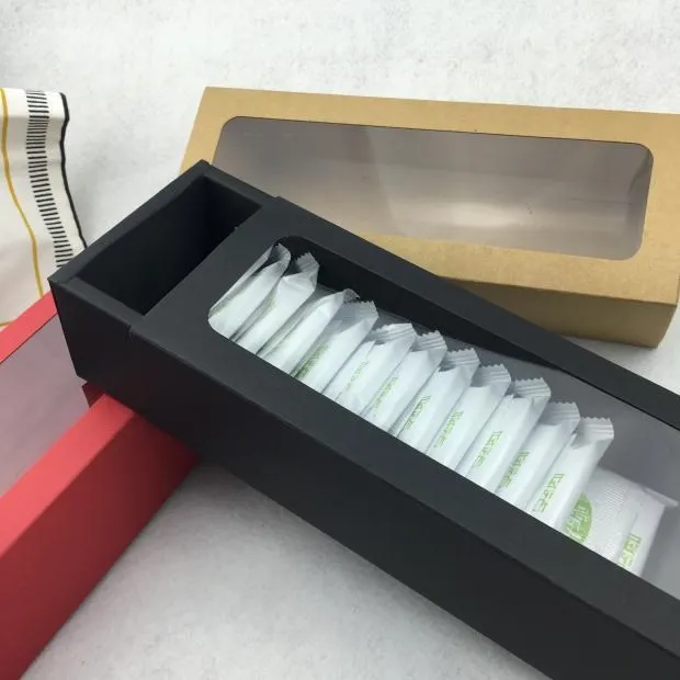 20 шт 25*9*6 см длинная картонная бумажная коробка с окном ручная работа печенья чай