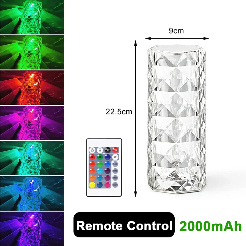 Crystal LED Desk Light Decor Wall Styling color: 2000mAh-3 Colors|2000mAh-RGB Remote|No Battery-3 Colors|No Battery-3 Colors|Rechargeable light
