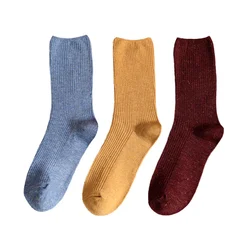 3 Pairs/ Lot Women Socks New Fashion Long Cotton Socks For Women Solid Color New Style Color Casual High Quality Long Socks Girl