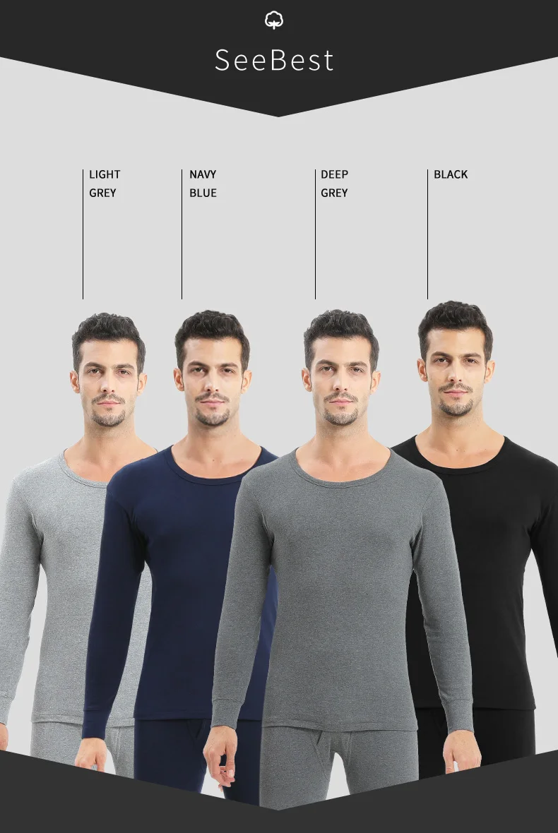 SeeBest для мужчин тепловой Uderwear топ футболки куртка внутренняя одежда зимой толстые кальсоны размера плюс M XXXL Лыжный спорт