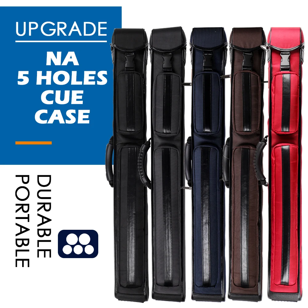 

NA 1/2 Pool Cue Case Nylon Material 5 Holes 5 Colors Carrying Bag Stick Case Durable Billiard Accessories Fit 2 Butt 3 Shafts
