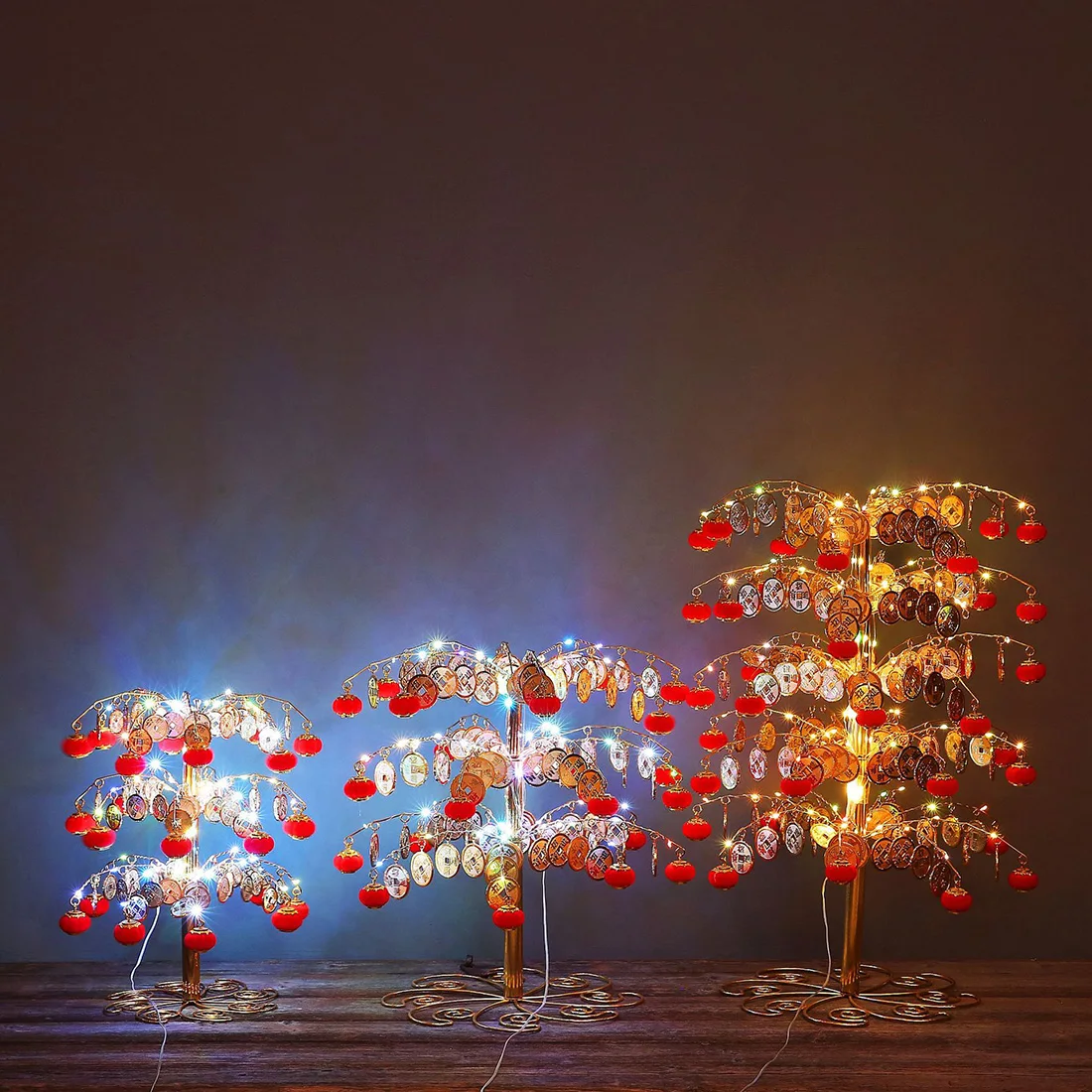 

Surwish 41 X 35cm Chinese New Year Lantern Coin Tree With Light For Shop Showcase Decoration