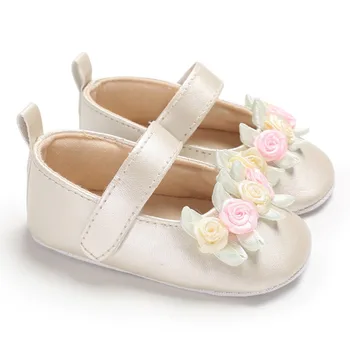 

Baby Girls Soft Soled Non-slip Footwear Flower Shoes PU First Walkers Princess Walking Shoes New