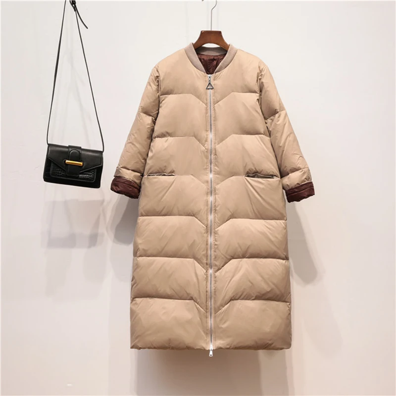 

Winter 90% Ultra Light White Duck Down Jacket Women Loose Long Down Coat Parkas Female Warm High Street Outwear